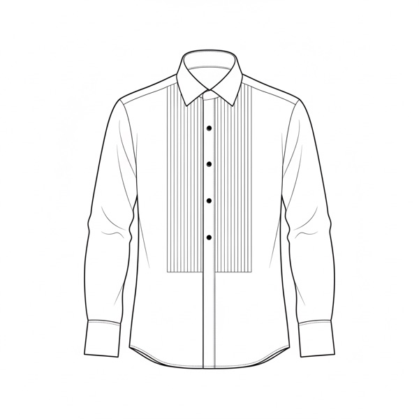 Tuxedo Shirt Front: Pleated front with 4 Stud Holes (Studs not included)
