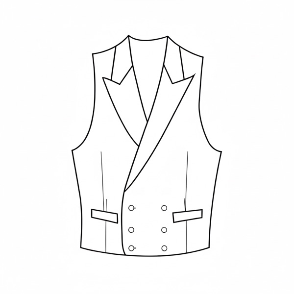 Vest Style: #MV-6 - Six Buttons Double Breast Three Button Closing Peak Lapel - Welt Pockets