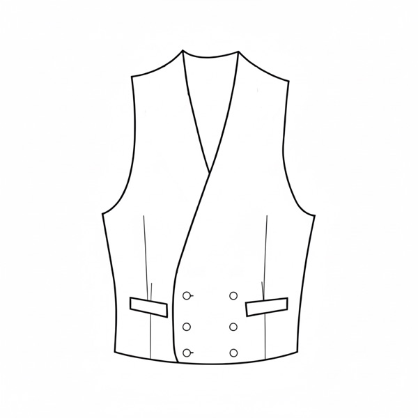 Vest Style: #MV-7 - Six Buttons Double Breasted Three Button Closing Welt Pockets